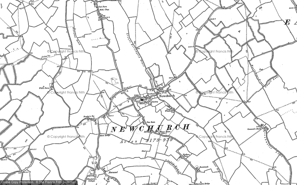 Old Map of Newchurch, 1906 in 1906