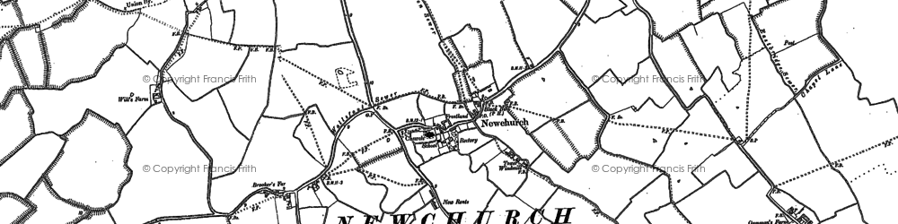 Old map of Newchurch in 1906