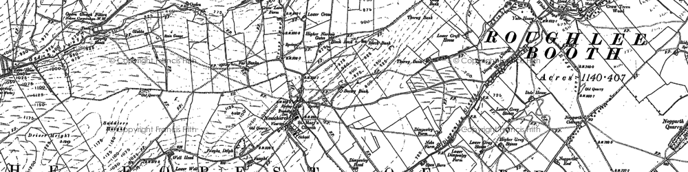 Old map of Newchurch in Pendle in 1891