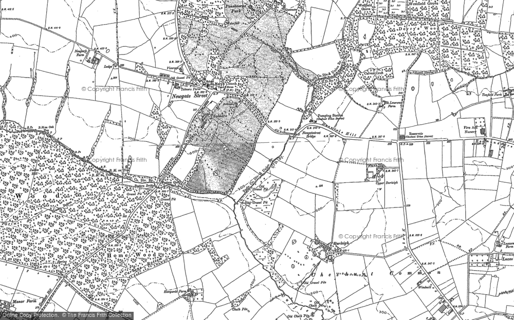 Old Map of Historic Map covering Wormley Wood in 1896