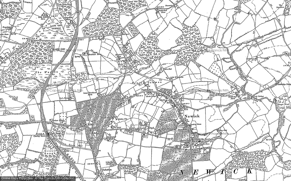 Old Map of Newick, 1898 in 1898