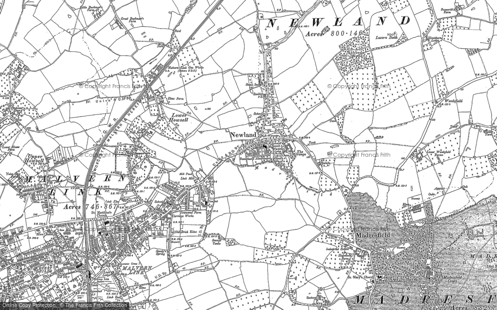 Old Map of Historic Map covering Pin's Green in 1884