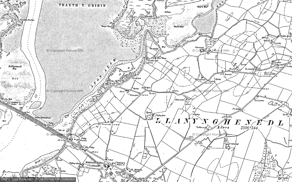 Old Map of Historic Map covering Bodlasan Groes in 1887