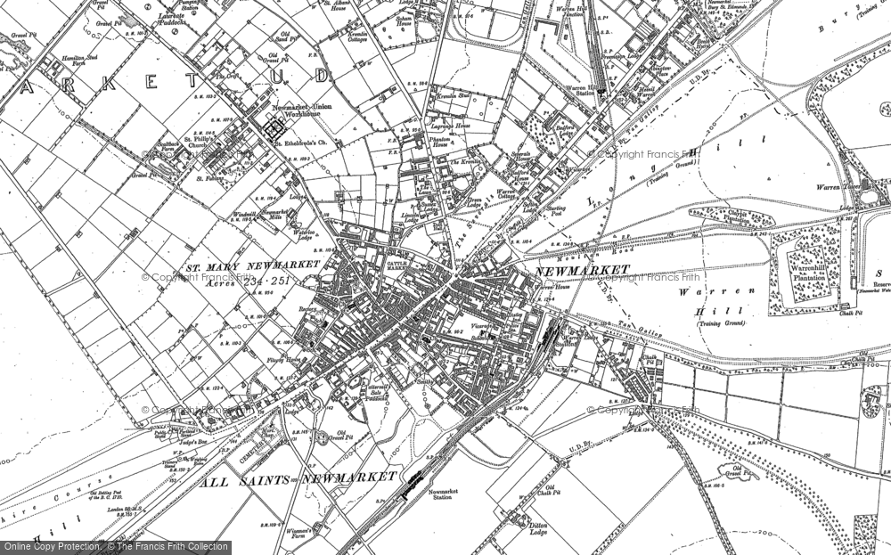 Old Map of Newmarket, 1884 - 1885 in 1884
