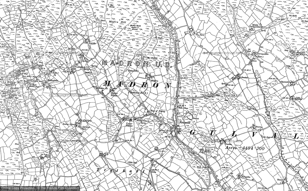 Old Map of Historic Map covering Bodrifty in 1877