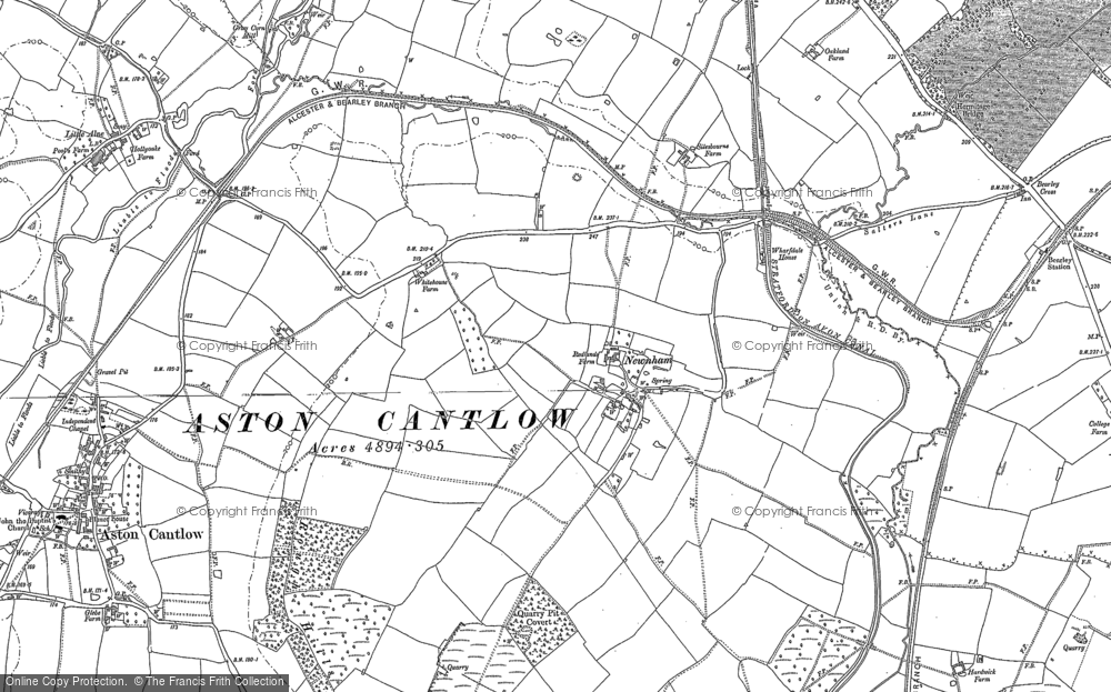 Old Map of Historic Map covering Bearley Cross in 1885