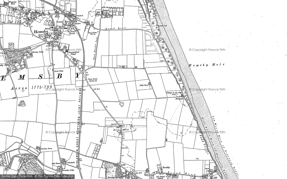 Old Map of Historic Map covering Dowe Hill in 1884
