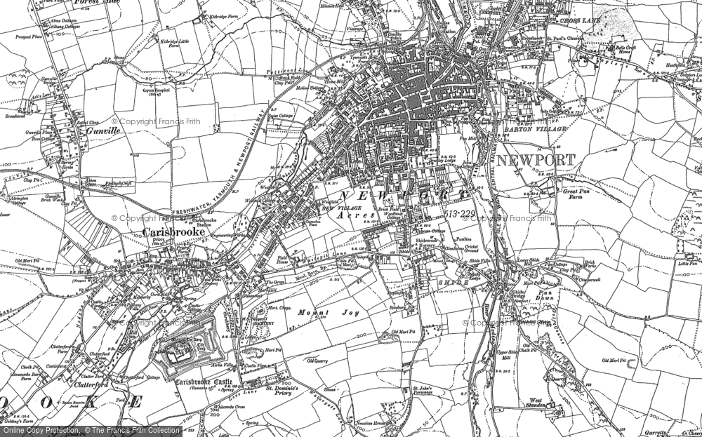 Old Map of Historic Map covering Hunny Hill in 1896