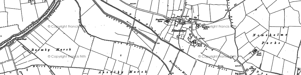 Old map of Newsholme in 1889