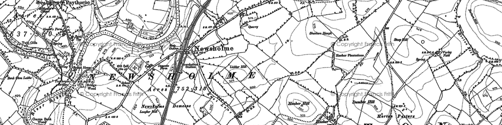 Old map of Newsholme in 1892