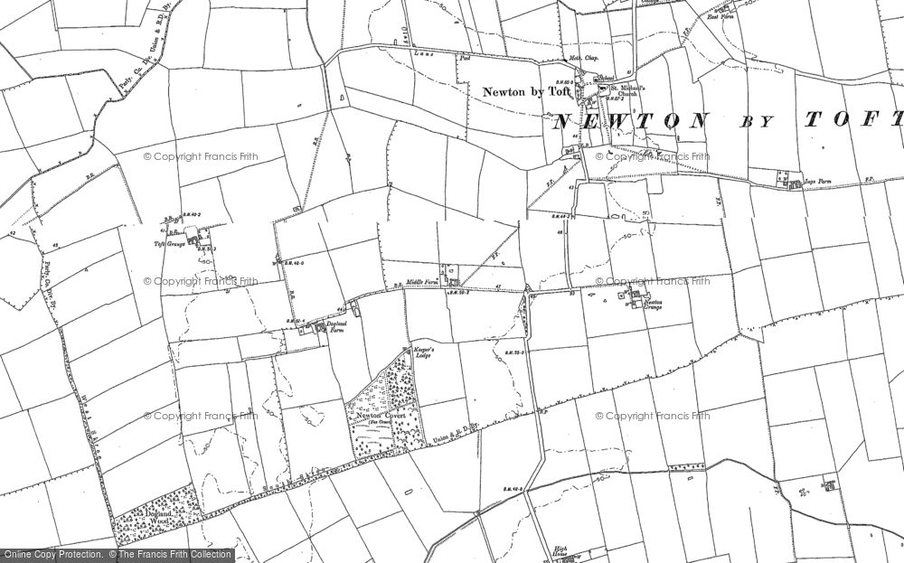 Old Map of Newtoft, 1886 in 1886
