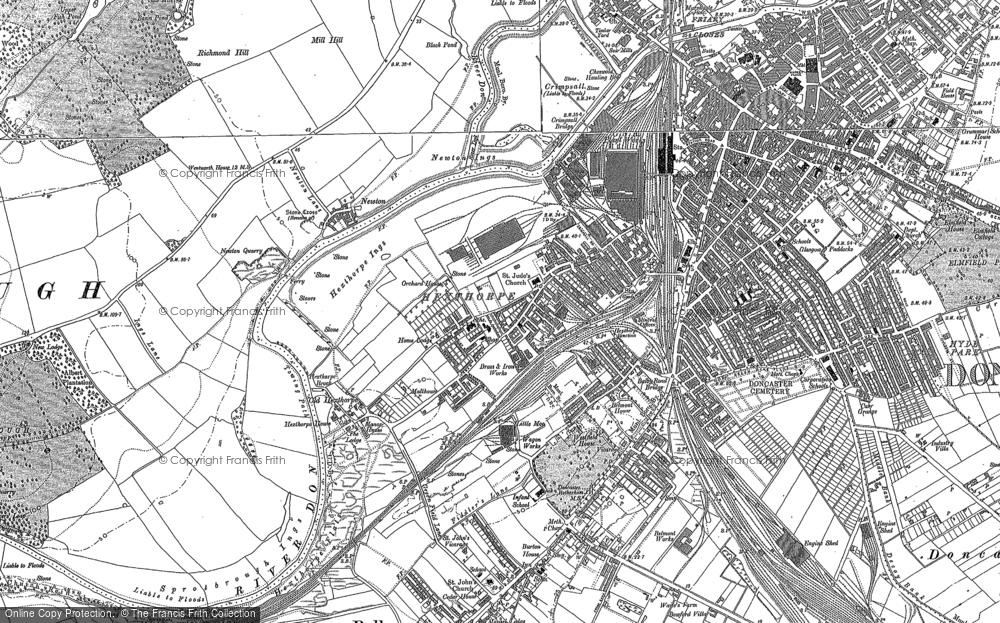 Old Map of Historic Map covering Hexthorpe in 1890