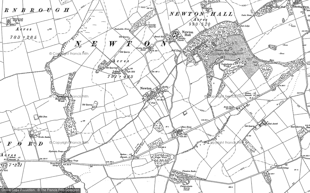 Old Map of Historic Map covering Brockhole Burn in 1895