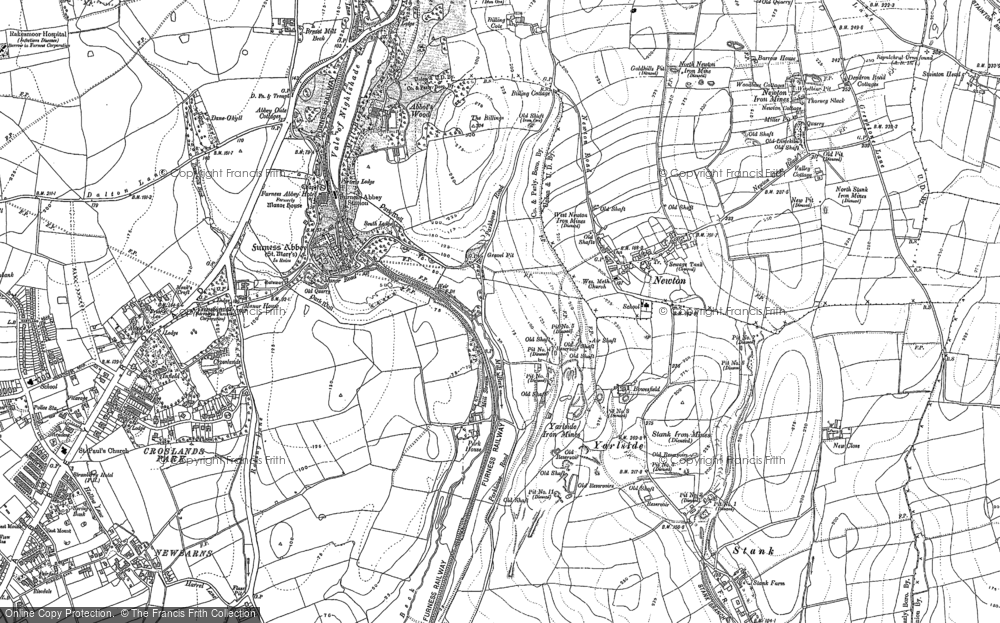 Old Map of Historic Map covering Breast Mill Beck in 1910