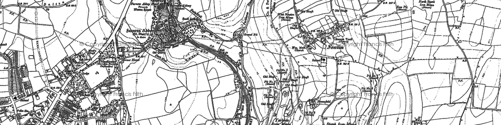Old map of Breast Mill Beck in 1910