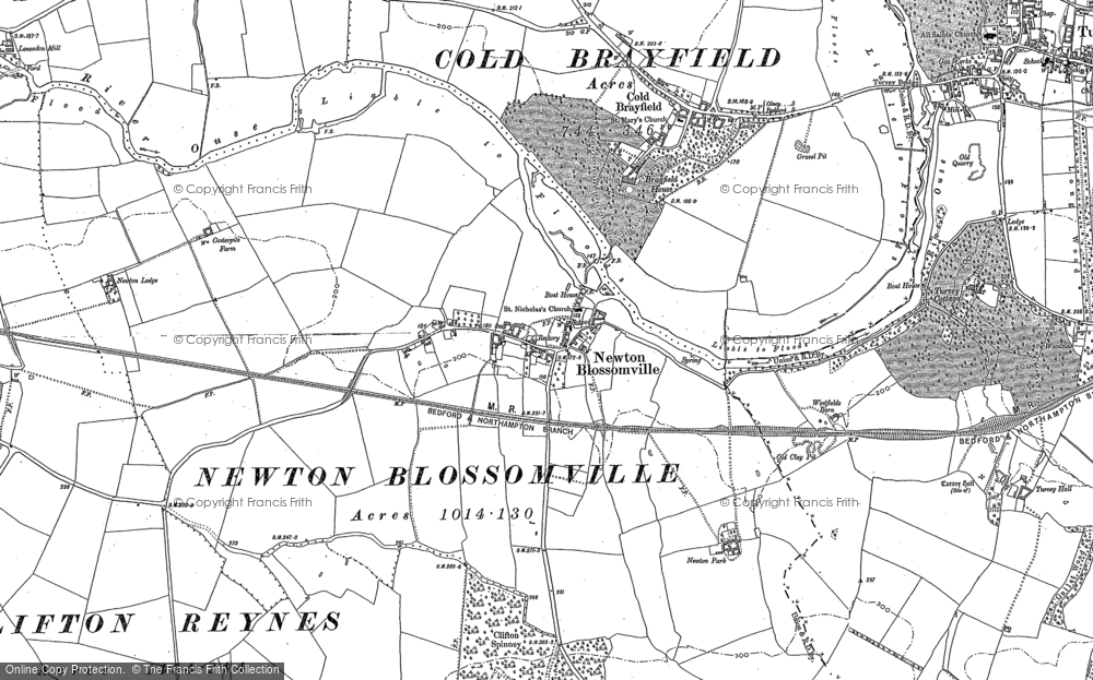 Old Map of Newton Blossomville, 1899 - 1948 in 1899