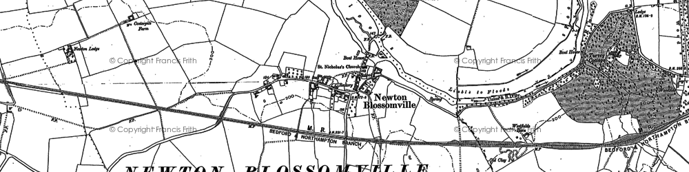 Old map of Newton Blossomville in 1899