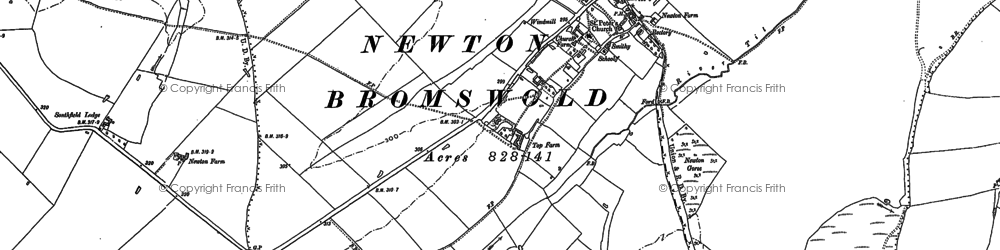 Old map of Newton Bromswold in 1899
