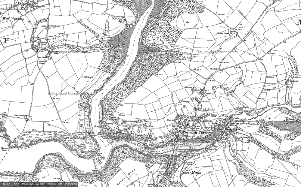 Old Map of Newton Ferrers, 1905 - 1912 in 1905