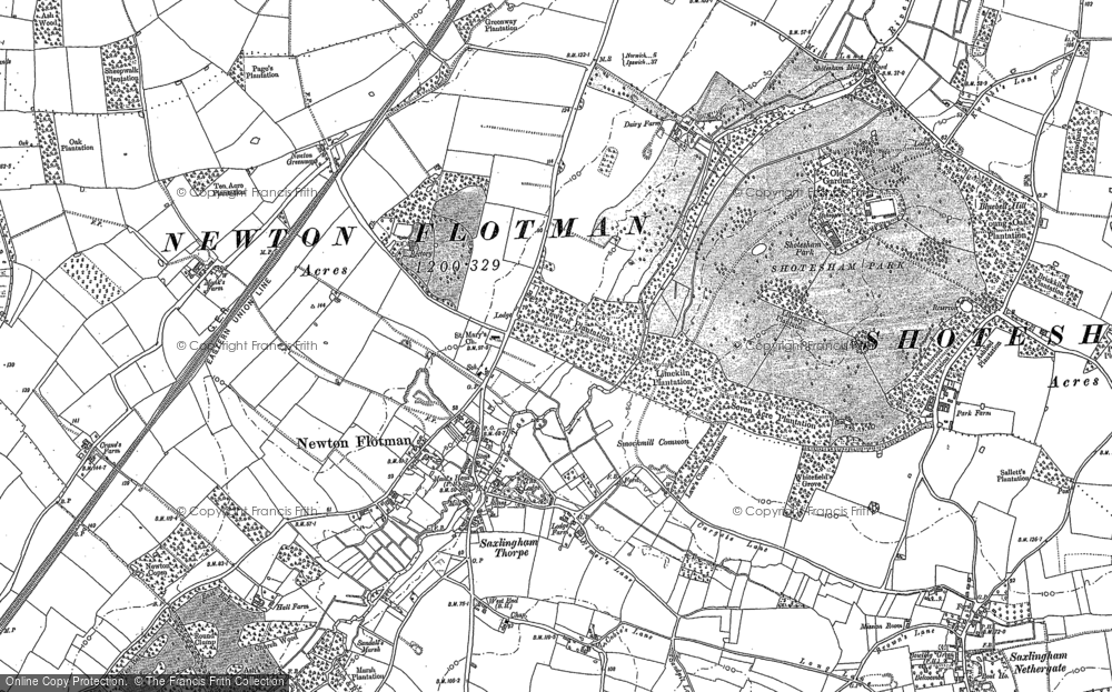 Old Map of Newton Flotman, 1880 - 1882 in 1880
