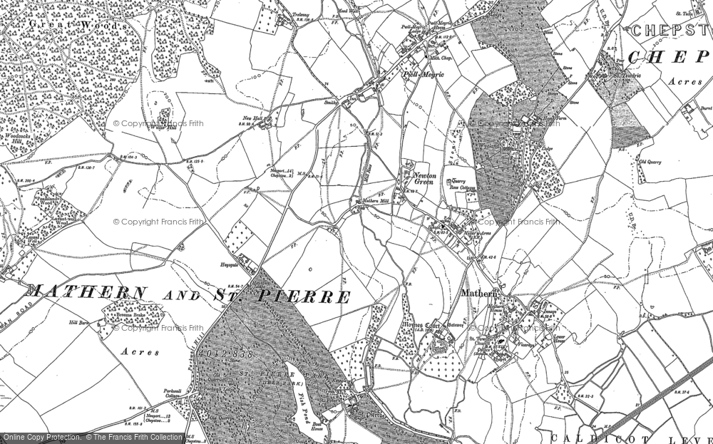 Old Map of Historic Map covering Broadwell in 1900