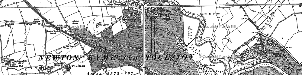 Old map of Newton Kyme in 1891