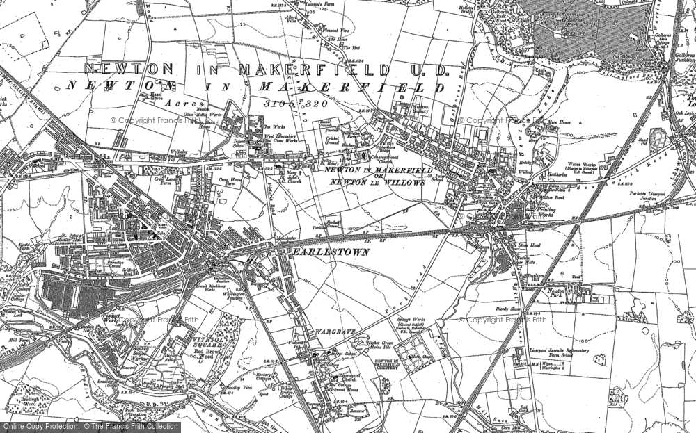 Old Map of Historic Map covering Vulcan Village in 1891