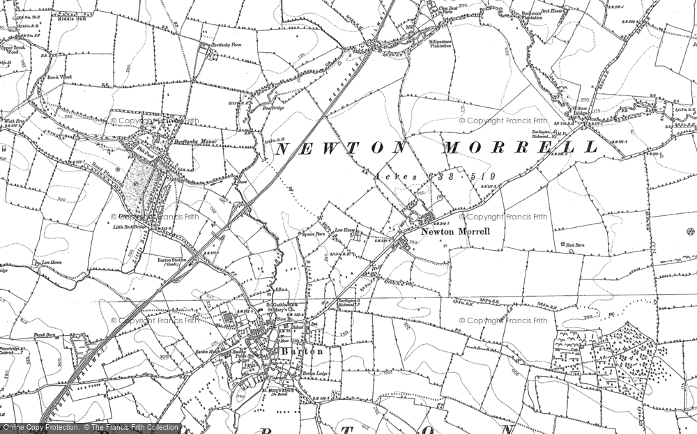 Old Map of Newton Morrell, 1892 in 1892