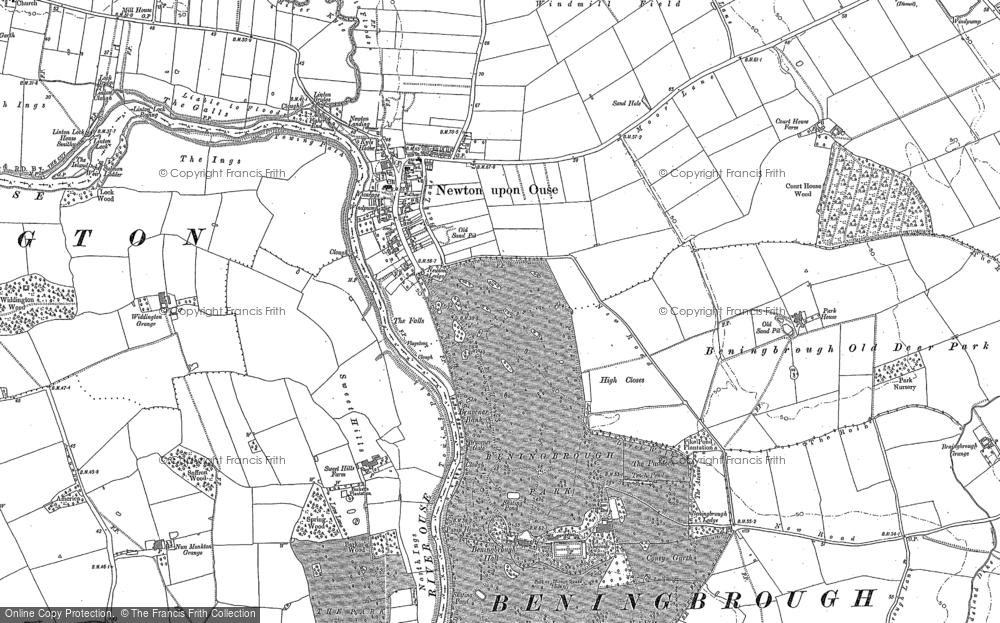 Old Map of Newton-on-Ouse, 1892 in 1892
