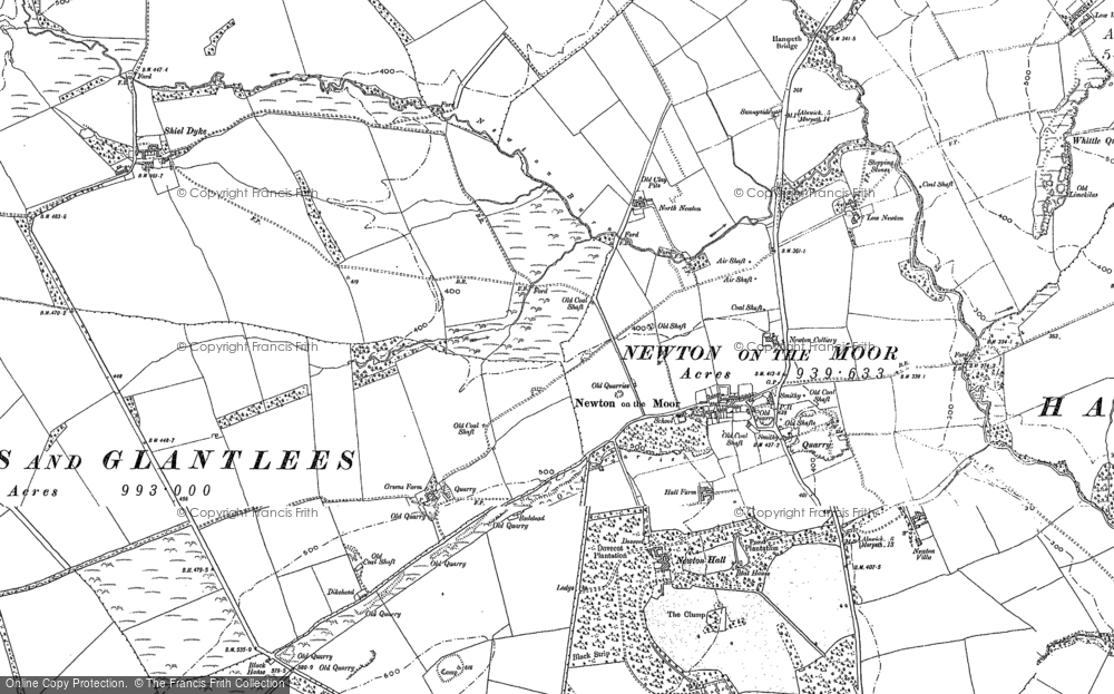 Old Map of Newton on the Moor, 1896 in 1896