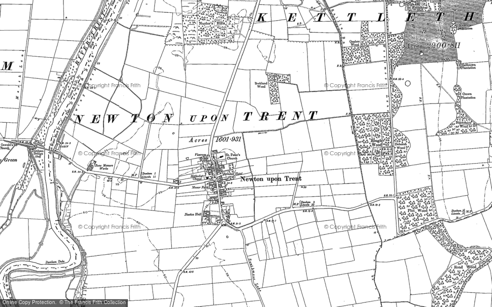 Old Map of Newton on Trent, 1884 - 1899 in 1884