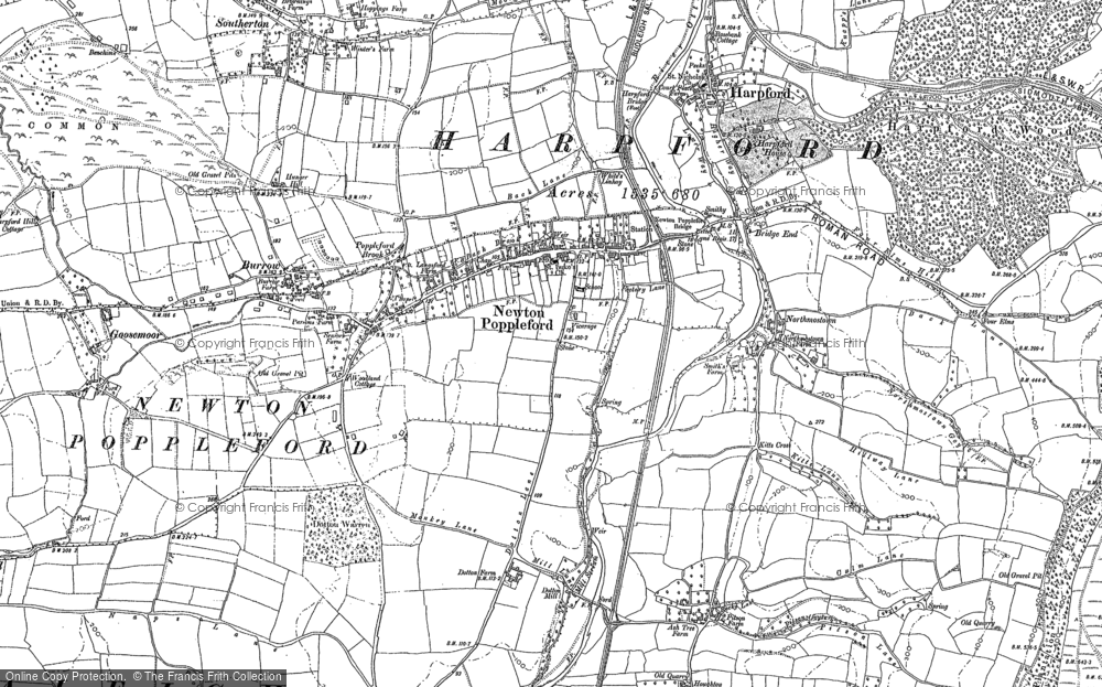 Old Map of Newton Poppleford, 1888 - 1903 in 1888