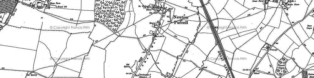 Old map of Newton Purcell in 1920