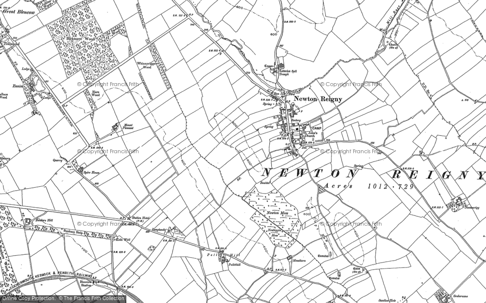Old Map of Newton Reigny, 1898 - 1923 in 1898