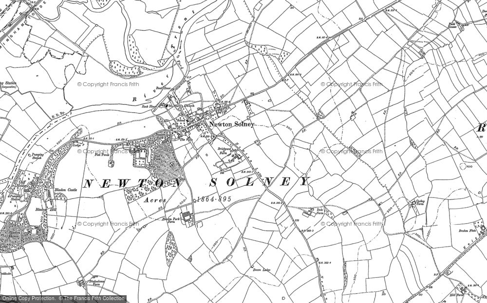 Old Map of Newton Solney, 1882 in 1882