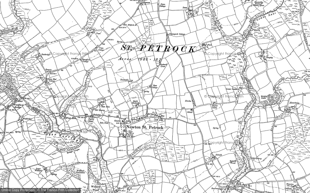 Old Map of Historic Map covering Binworthy Barton in 1884