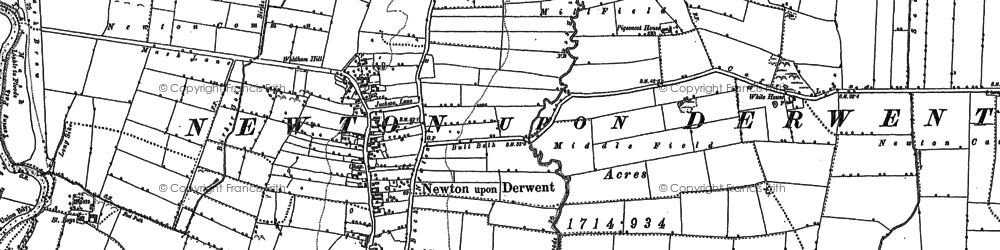 Old map of Newton upon Derwent in 1890