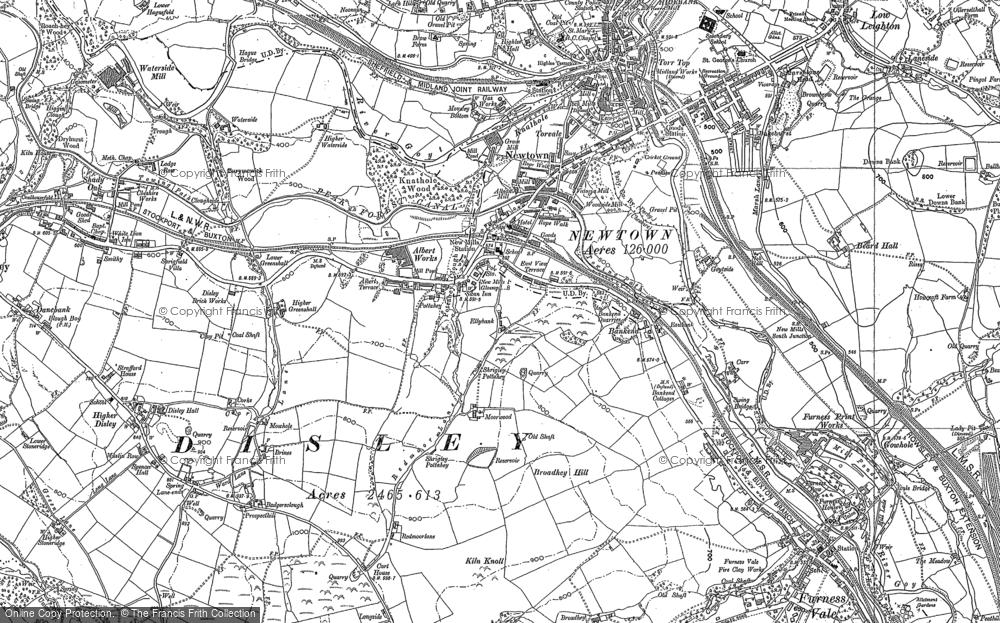 Old Map of Historic Map covering Lane Ends in 1896