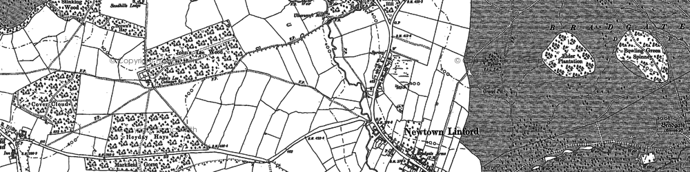 Old map of Newtown Linford in 1883
