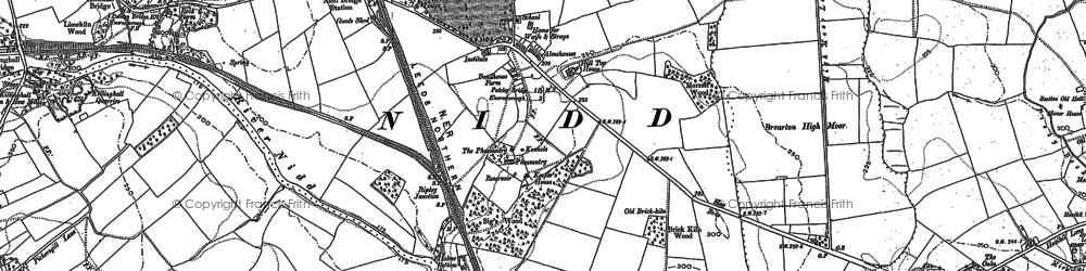 Old map of Nidd in 1849