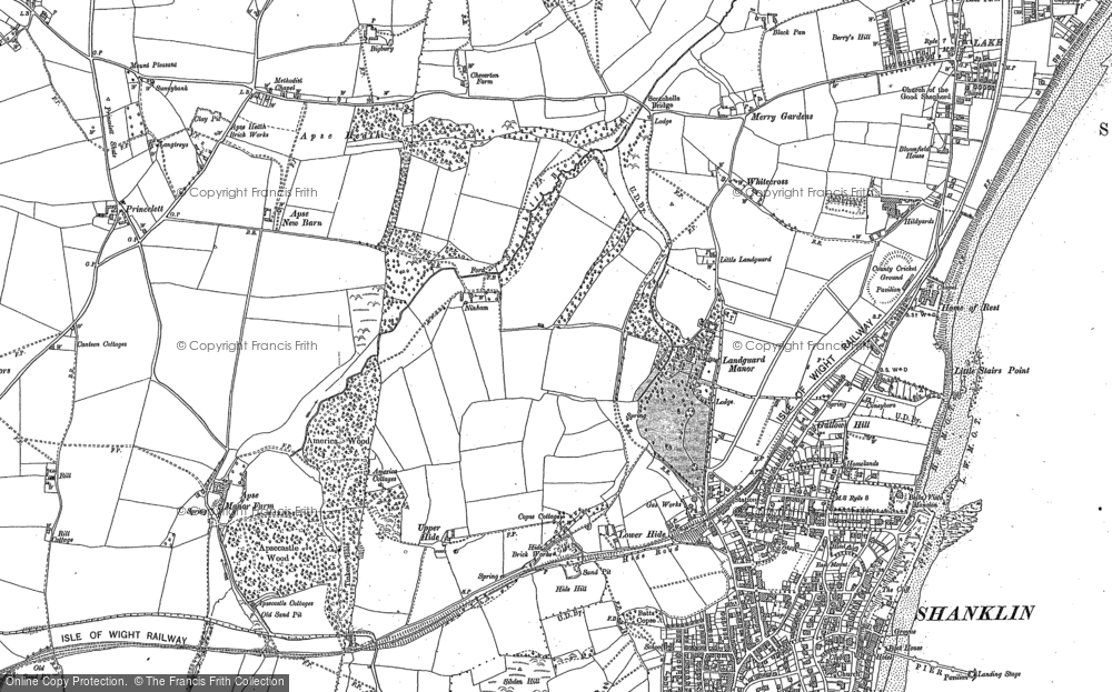 Old Map of Historic Map covering Landguard Manor in 1907