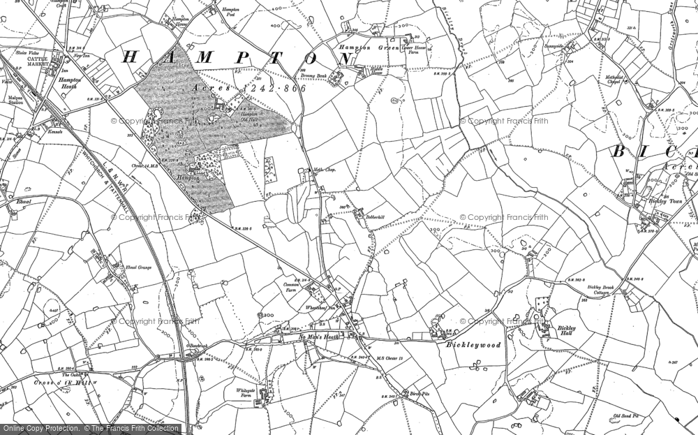 Old Map of No Mans Heath, 1897 in 1897