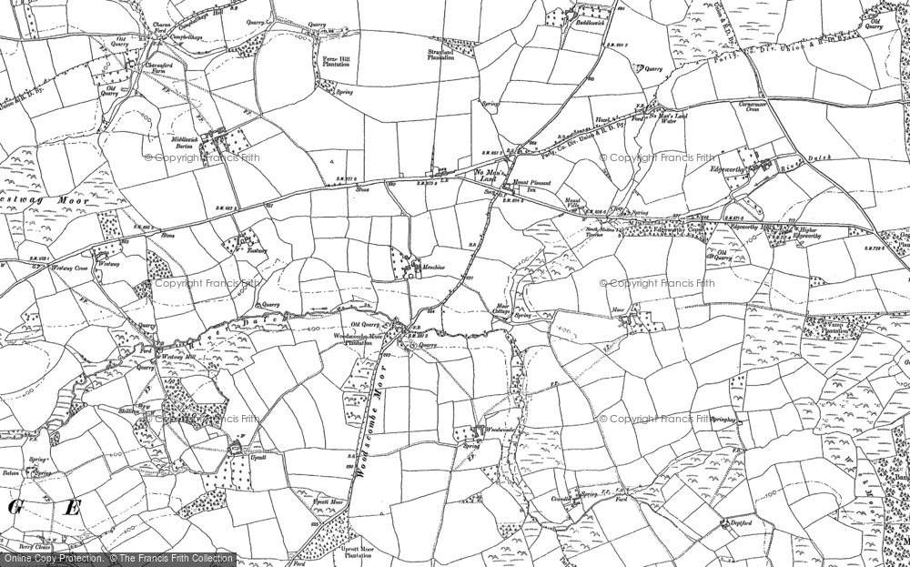 Old Map of Historic Map covering Woodscombe in 1887