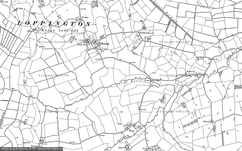 Old Map of Historic Map covering Brandwood in 1880