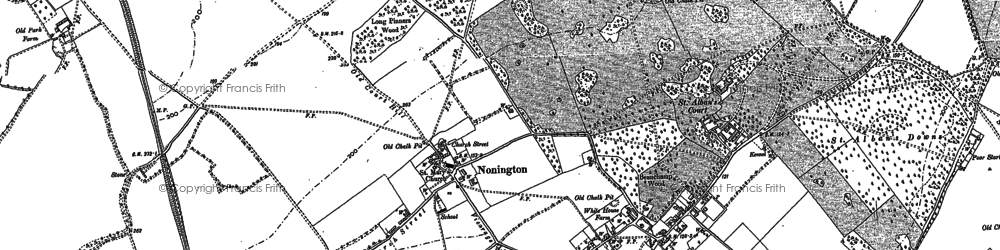 Old map of Nonington in 1896