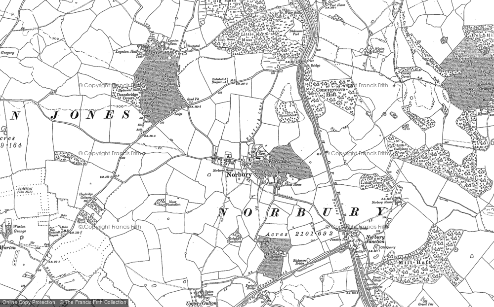 Old Map of Historic Map covering Blakemore Ho in 1880