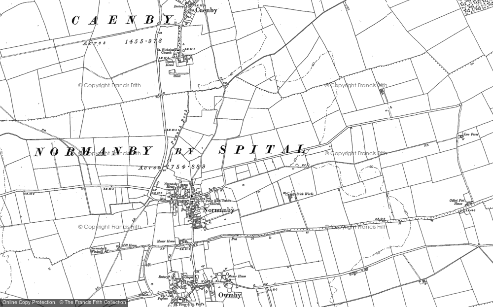 Old Map of Normanby-by-Spital, 1885 - 1886 in 1885