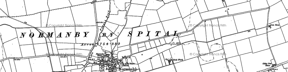 Old map of Normanby-by-Spital in 1885