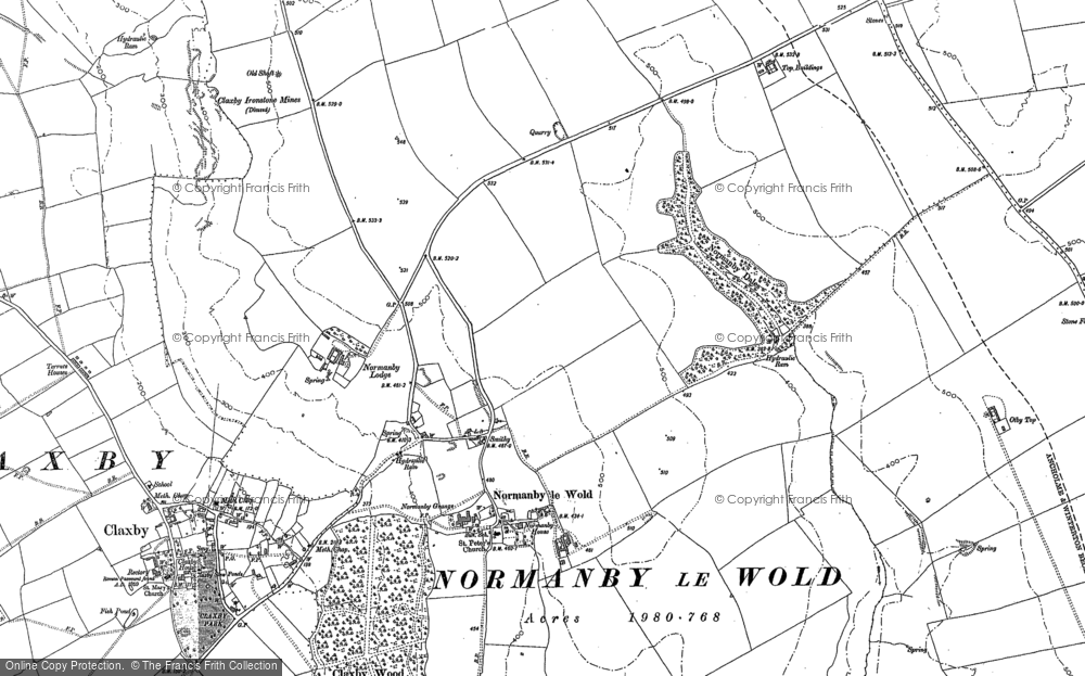 Old Map of Normanby le Wold, 1886 - 1887 in 1886