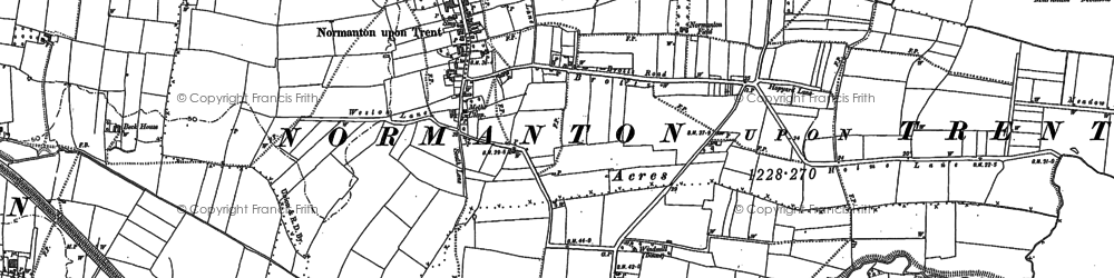 Old map of Normanton on Trent in 1884